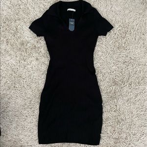 Abercrombie black ribbed collared dress